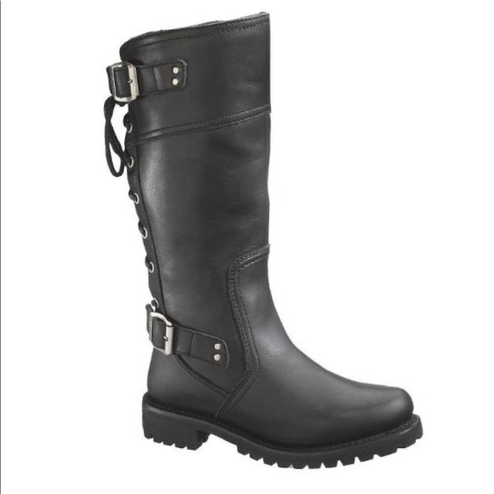 💓HARLEY DAVIDSON BLACK LEATHER ALEXA MOTORCYCLE BOOTS SIZE 7💓